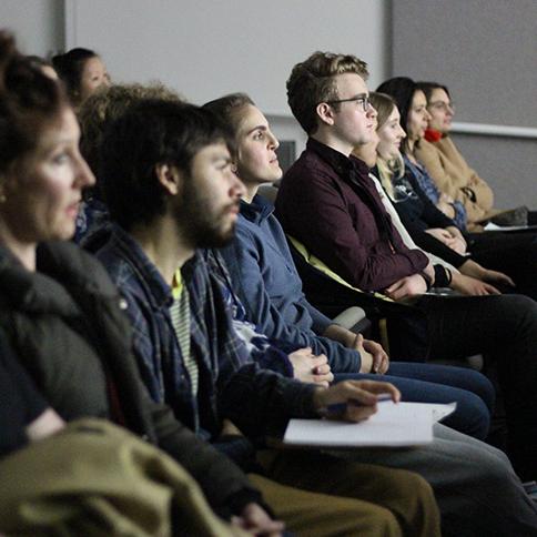 Students watching a film 